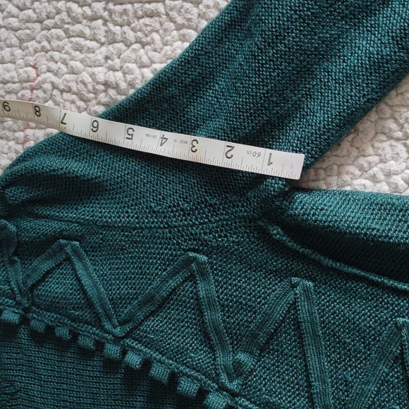 Charlie & Robin Size Small 100% Wool Green Floral Crochet Hook Loop Sweater - Picture 9 of 16